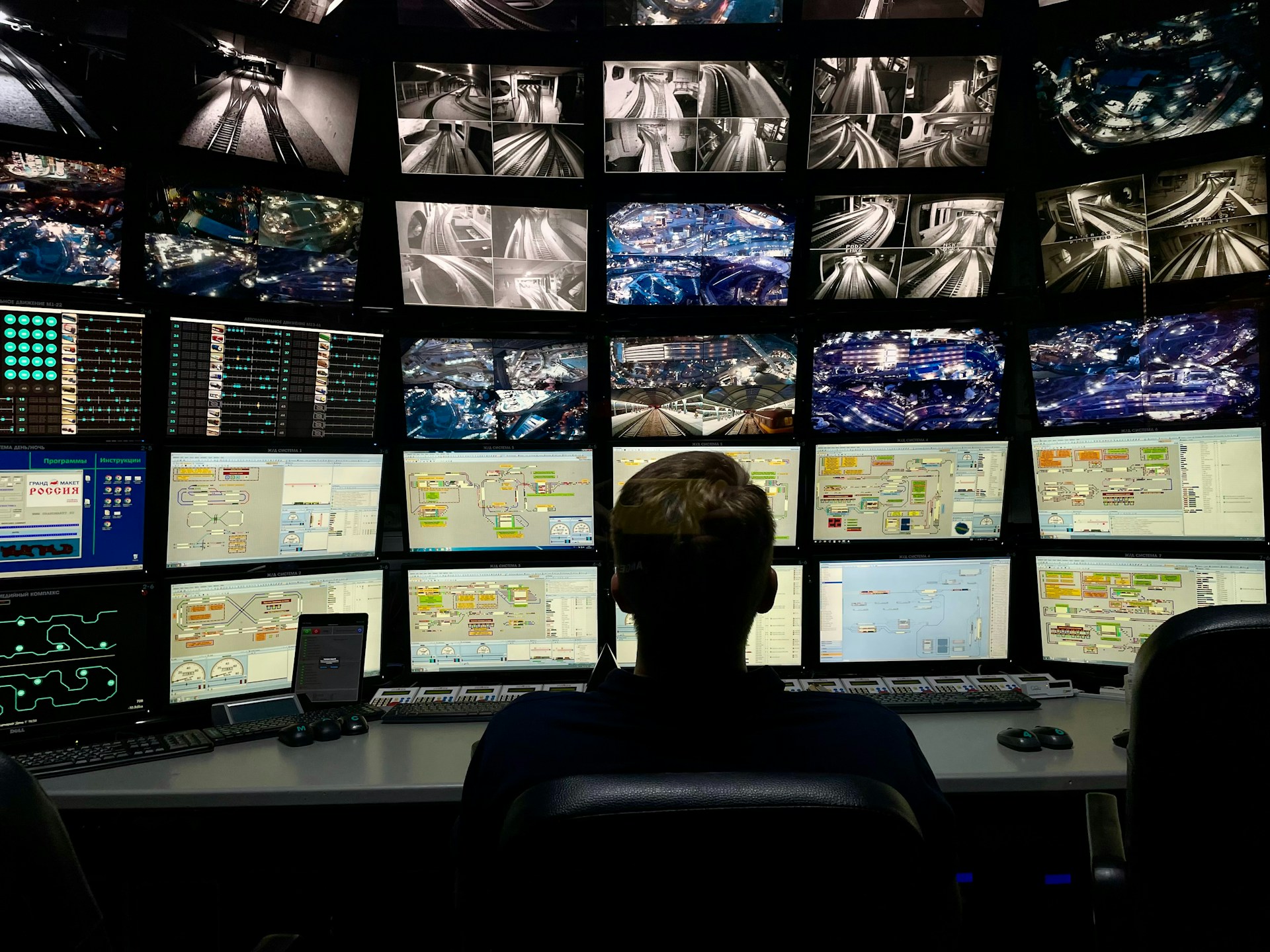 Security operations room with a video wall