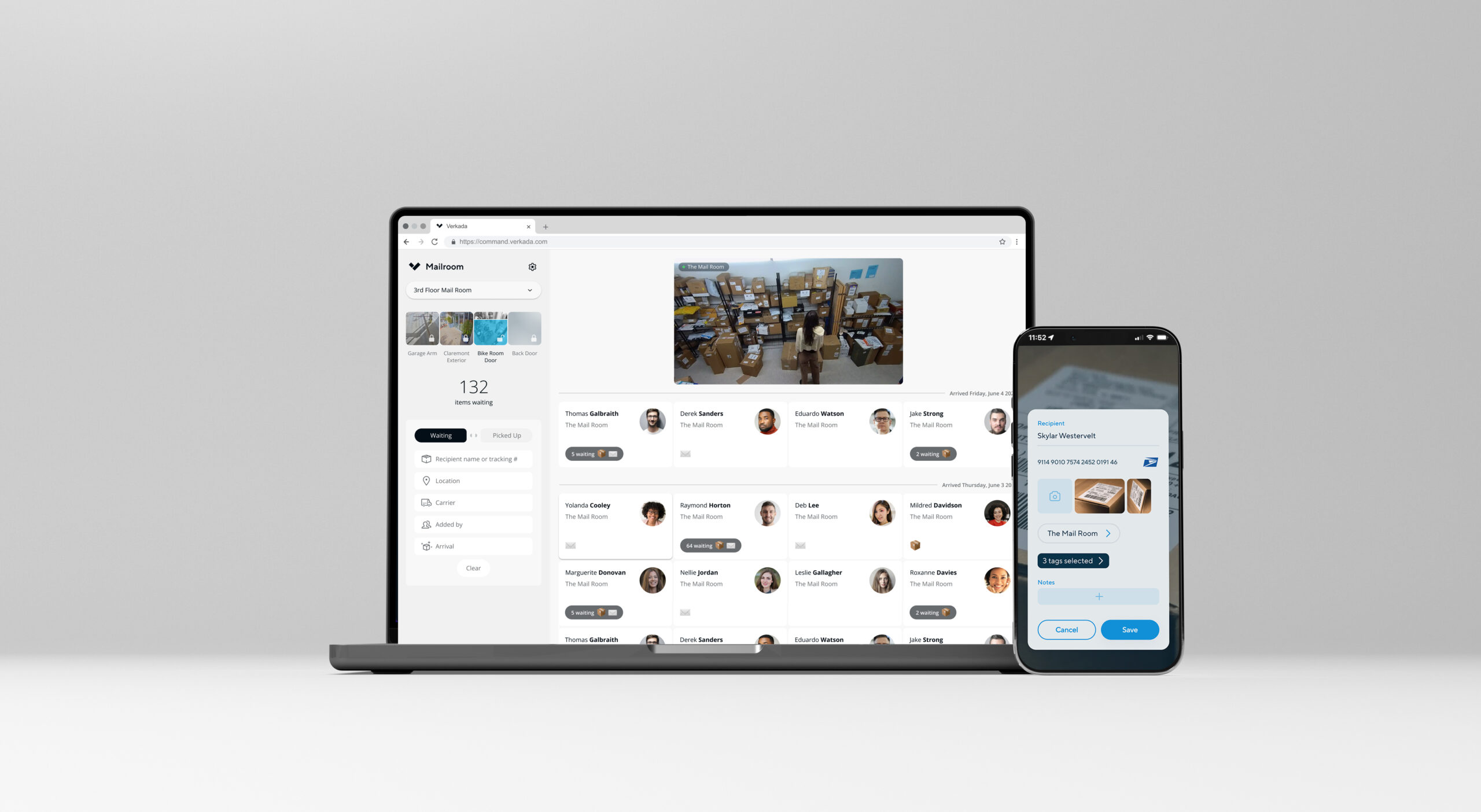 Cloud video management dashboard on a laptop and phone