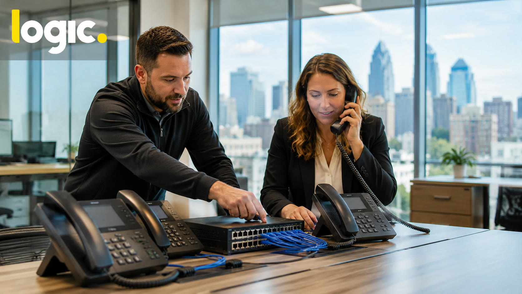 Professional reviewing business VoIP readiness checklist